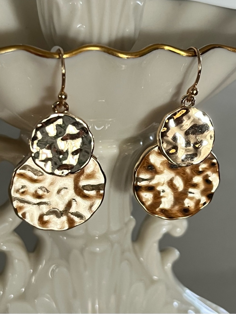 Style and Co. from Macys Gold-Tone Double Hammered Disc Drop Earrings - Picture 5 of 9